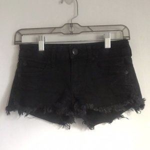 American Eagle Outfitters Stretch Super Low Shortie Women's 00 Black Denim